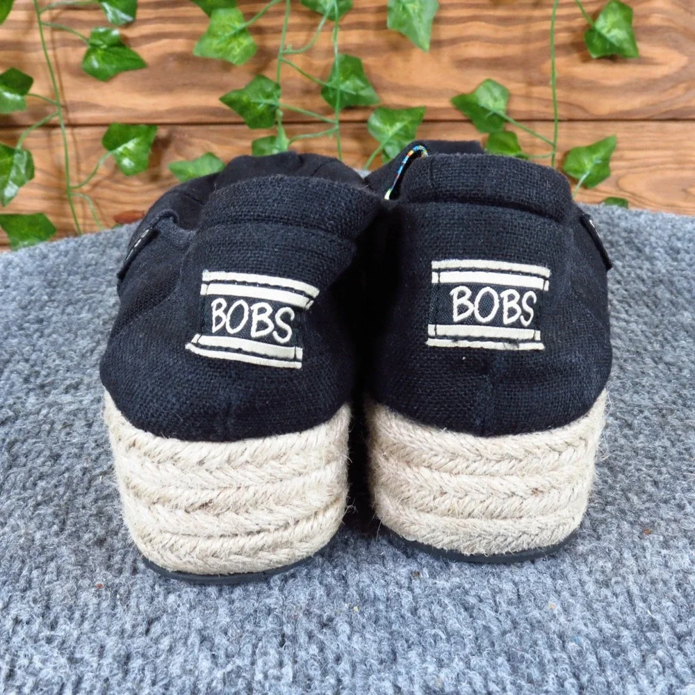 Skechers BOBS Highlights-High Jinx Womens Espadrille Wedge Size 8 Travel Black